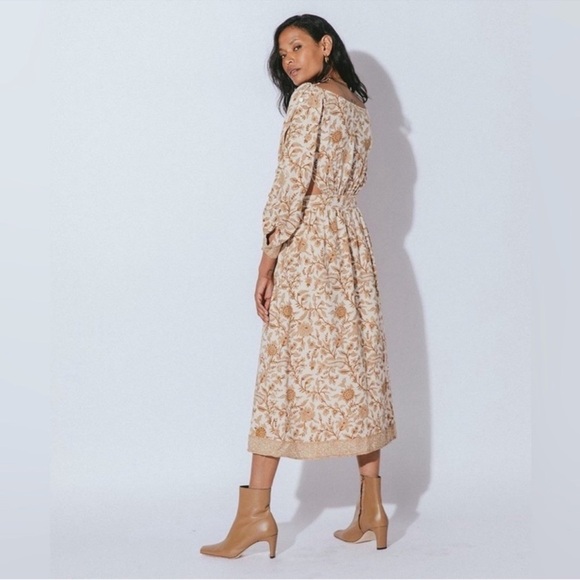 Cleobella Beige Floral Midi Dress - Picture 3 of 10